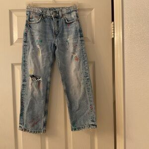 Zara Blue Distressed Jeans Relaxed Fit
